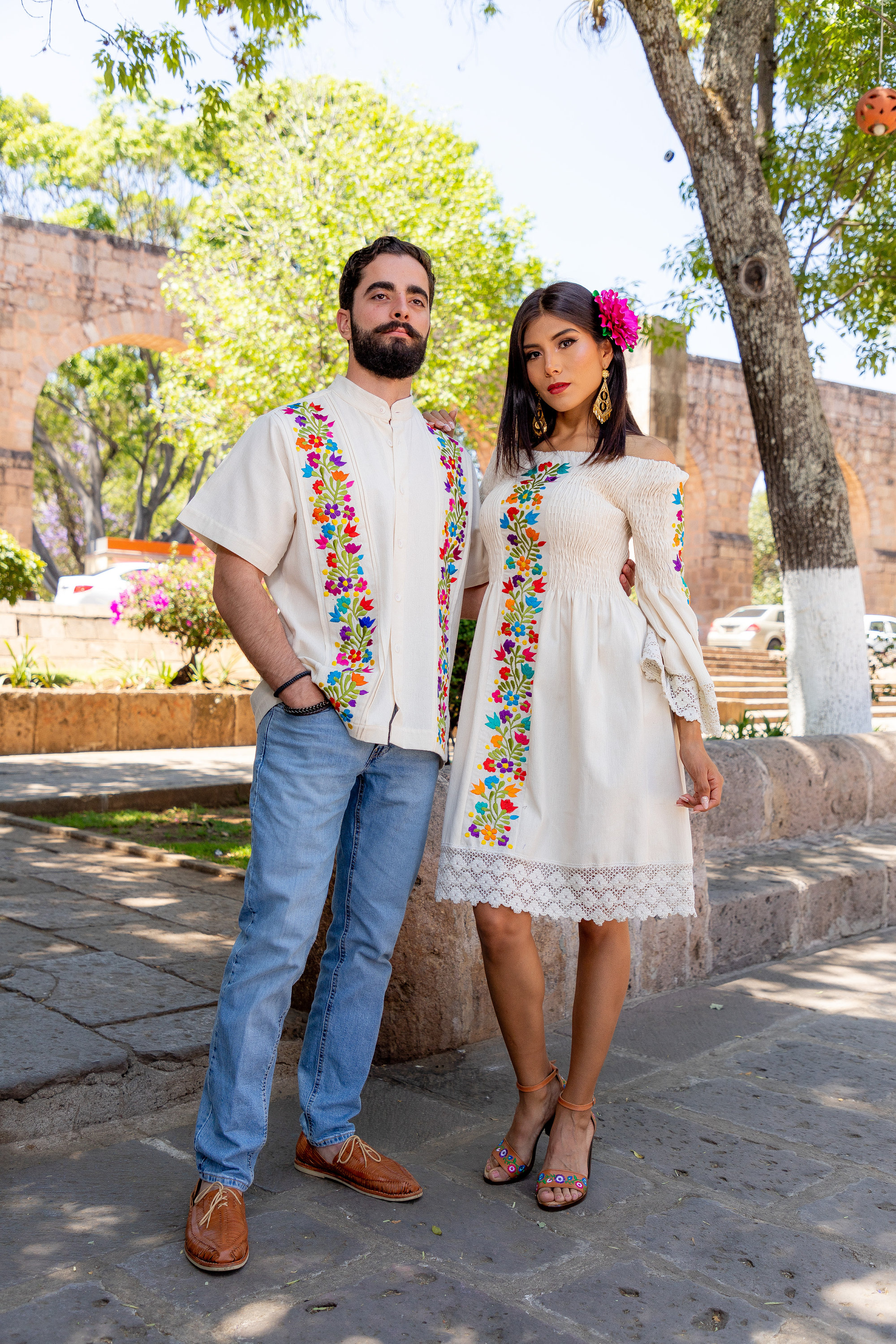 Vestido Mexicano de Mangas Acampanadas. Vestido Artesanal Bordado Floral. Vestido Mexicano estilo Etnico. Vestido Tipico Mexicano Bohemio Etsy Mexico