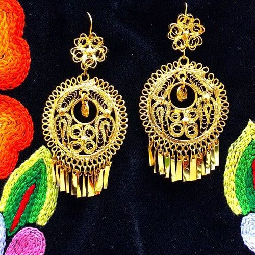 Mexican Filigree Earrings. Mexican Traditional Earrings. Frida Etsy
