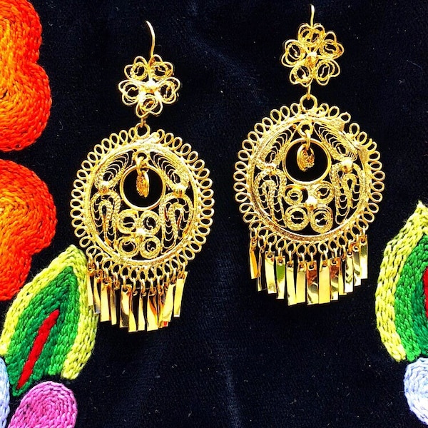 Folklorico Gold Earrings Etsy