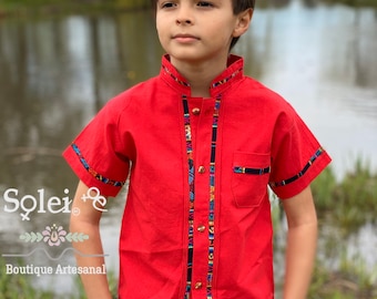 Boys Mexican Traditional Shirt. Guayabera for Boys. Boys Button Up Shirt. Collared Shirt. Traditional Style. Free Shipping.