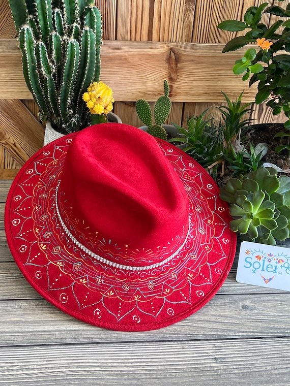 Hand-painted Suede Mexican Hat, Floral Sombrero - Etsy display picture 2