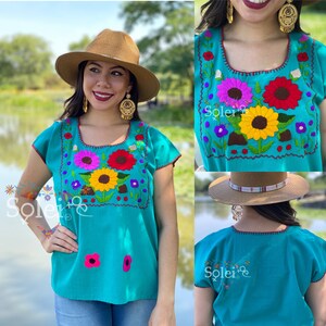Floral Embroidered Mexican Blouse. Traditional Mexican Blouse. Mexican ...