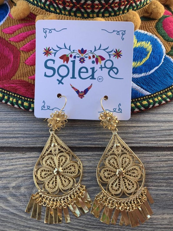 Amazon.com: Folklorico Mexican Gold Earrings, Figure 8 (Large), Day of the  Dead, Mexican Earrings: Clothing, Shoes & Jewelry