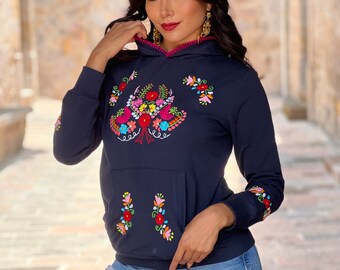 AK Damen Boho Bestickte Tops 3/4 Ärmel Mexikanisch Produktbild-Vorschau 2