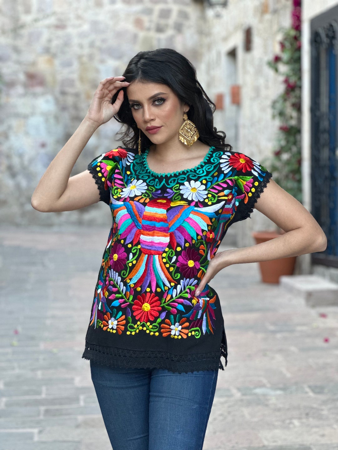 Embroidered Mexican Bird Blouse. Size S - 3X. Floral Embroidered Mexican Bird Blouse. Size S - 3X. Floral