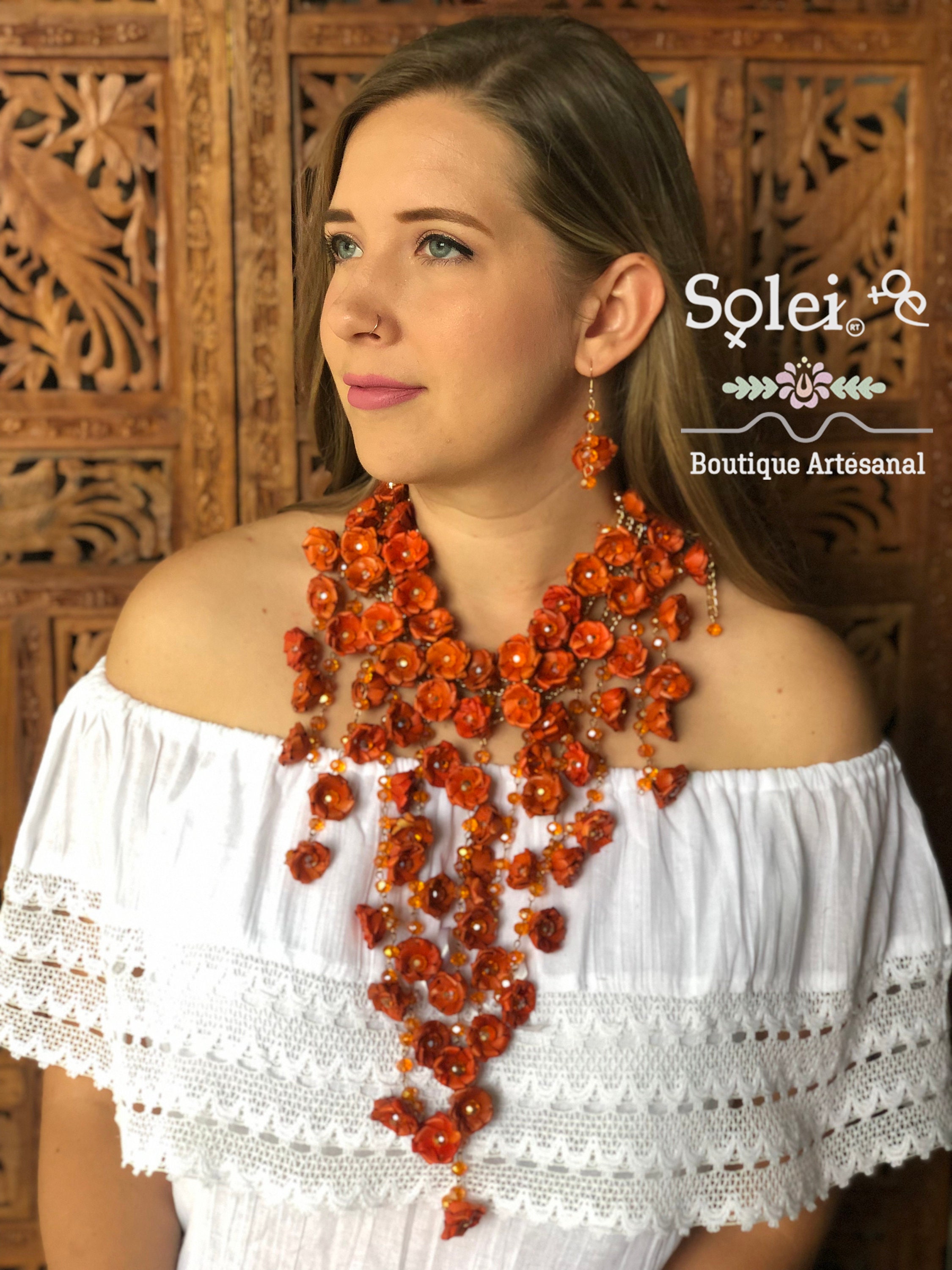 Mexican Jewelry Set. Necklace and Earings Made Out of Palm Etsy