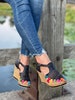 Mexican Leather Wedge Heels. All sizes Boho-Hippie Vintage. Mexican Artisanal Shoes.  Mexican Leather Heels. Leather Heels with Buckle. 