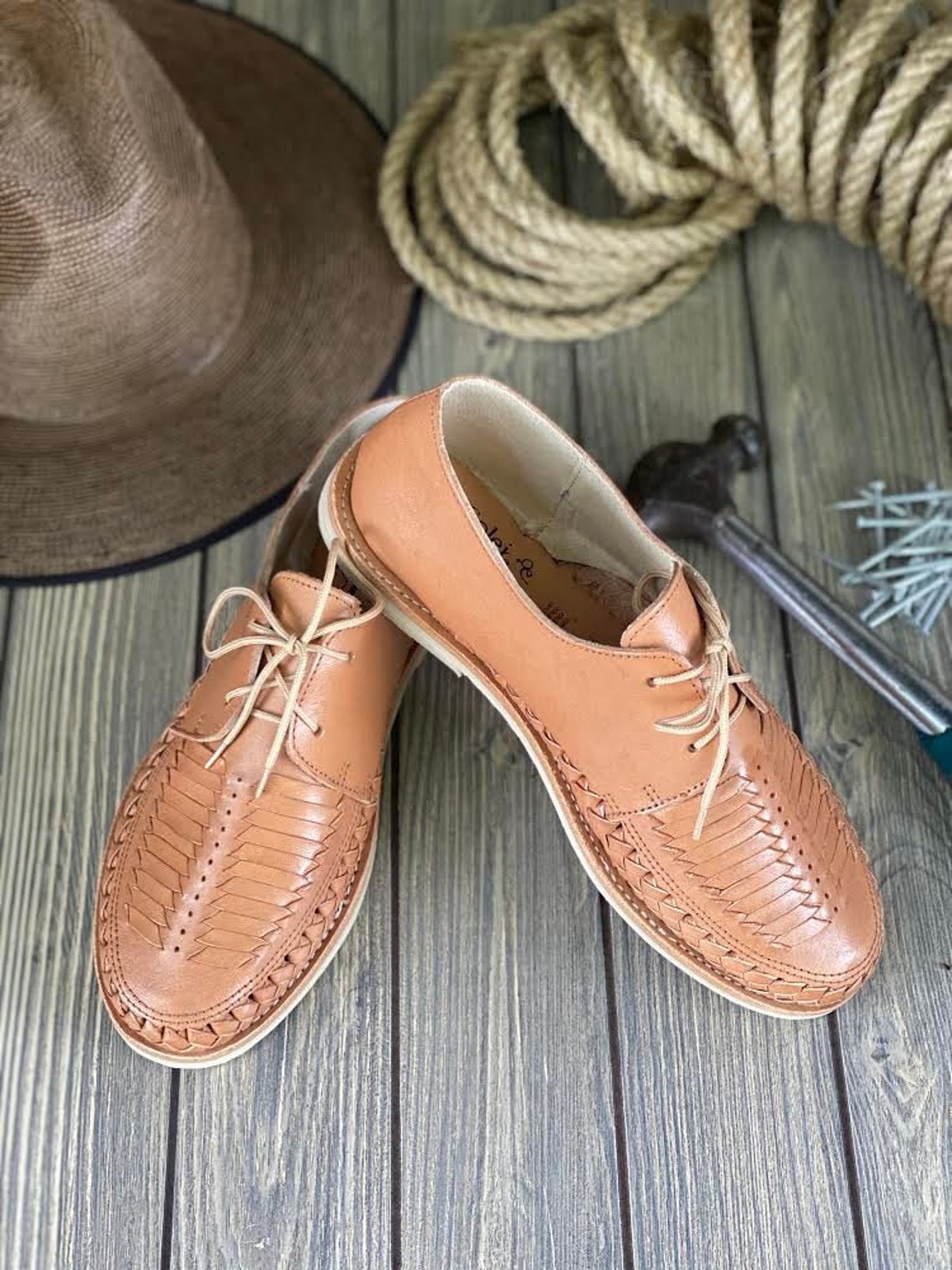 Mexican Artisanal Shoes Leather Honey/Brown 603357 main image 1
