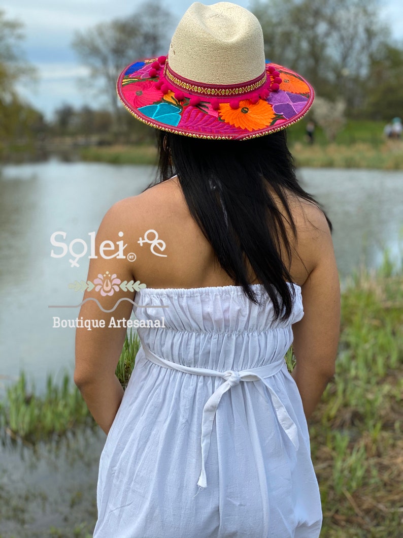 Colorful Mexican Dress. Mexican Dress Mexican Party Dress Mexican Bridesmaid Dress Hand Embroidered Mexican Dress Floral Halter Dress
