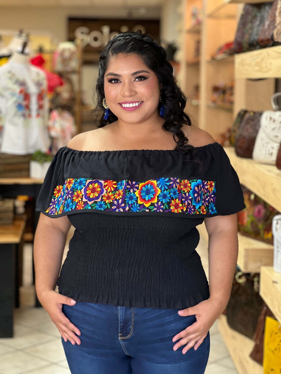 Daisy Embroidered Crop Top. Mexican Floral Top. Campesino off - Etsy