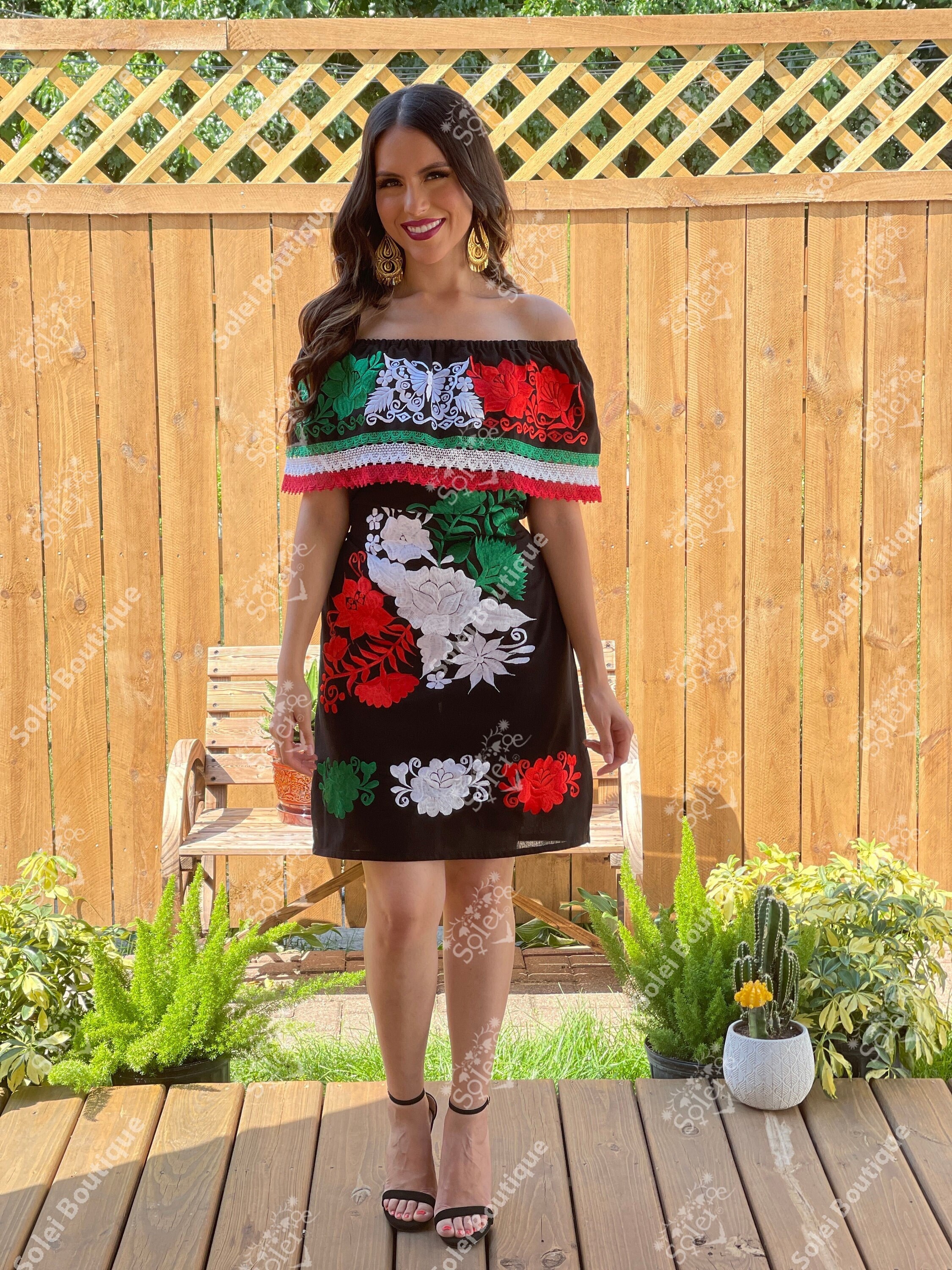 Vestido Mexicano Fiestas Vestido Mexicano Campesino. - Etsy México