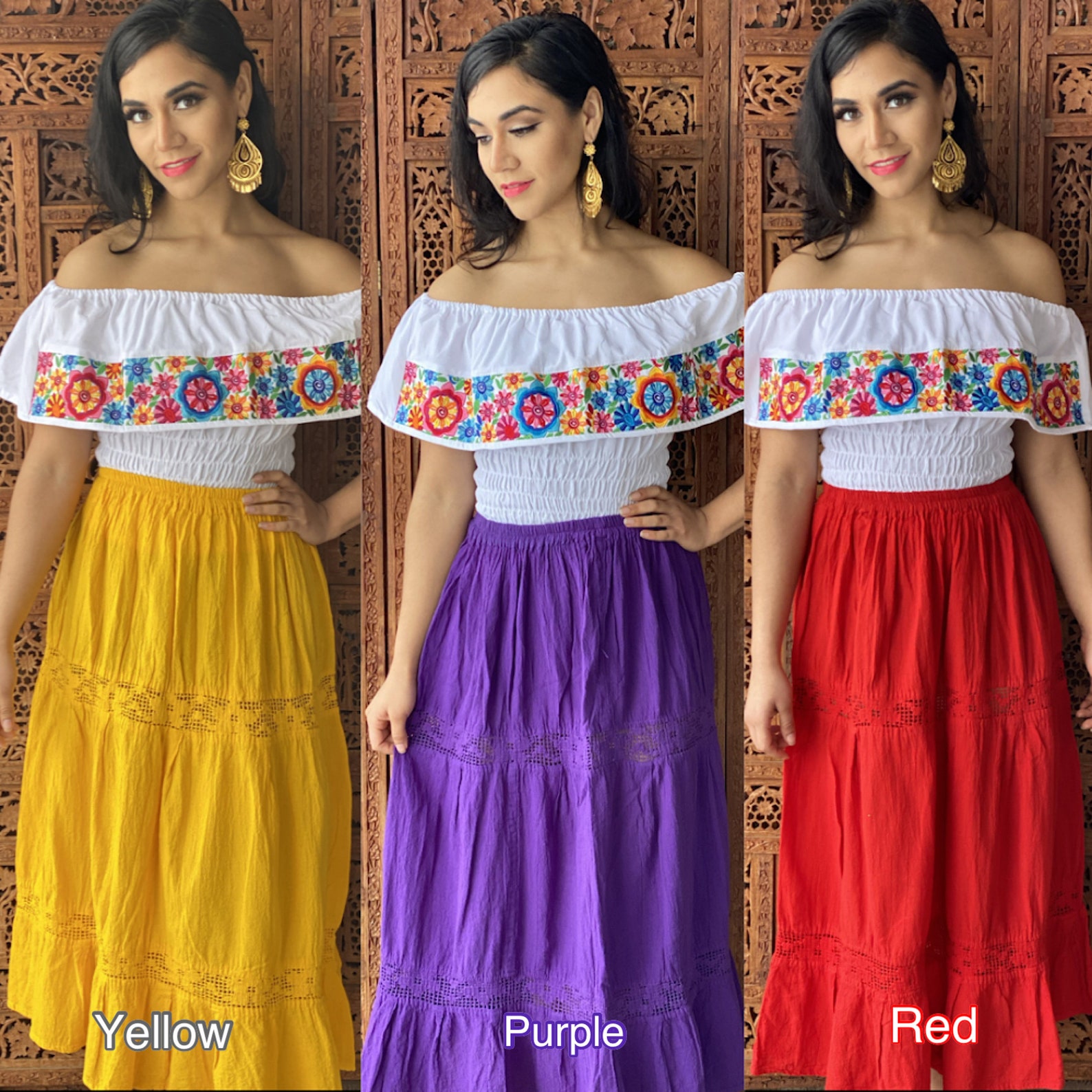 Mexican Maxi Skirt. Mexican Colorful Skirt. Traditional Long - Etsy