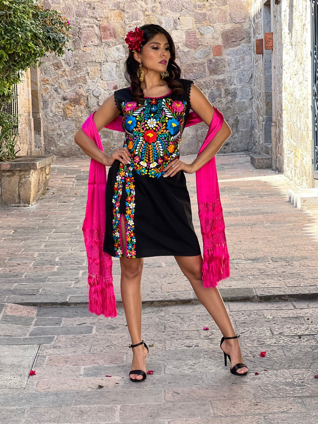 Mexican Traditional Dress. S 3X. Typical Mexican Dress. Boho Hippie.  Mexican Party Dress. Mexican Bridesmaid Dress. Latina Style Dress -   Canada