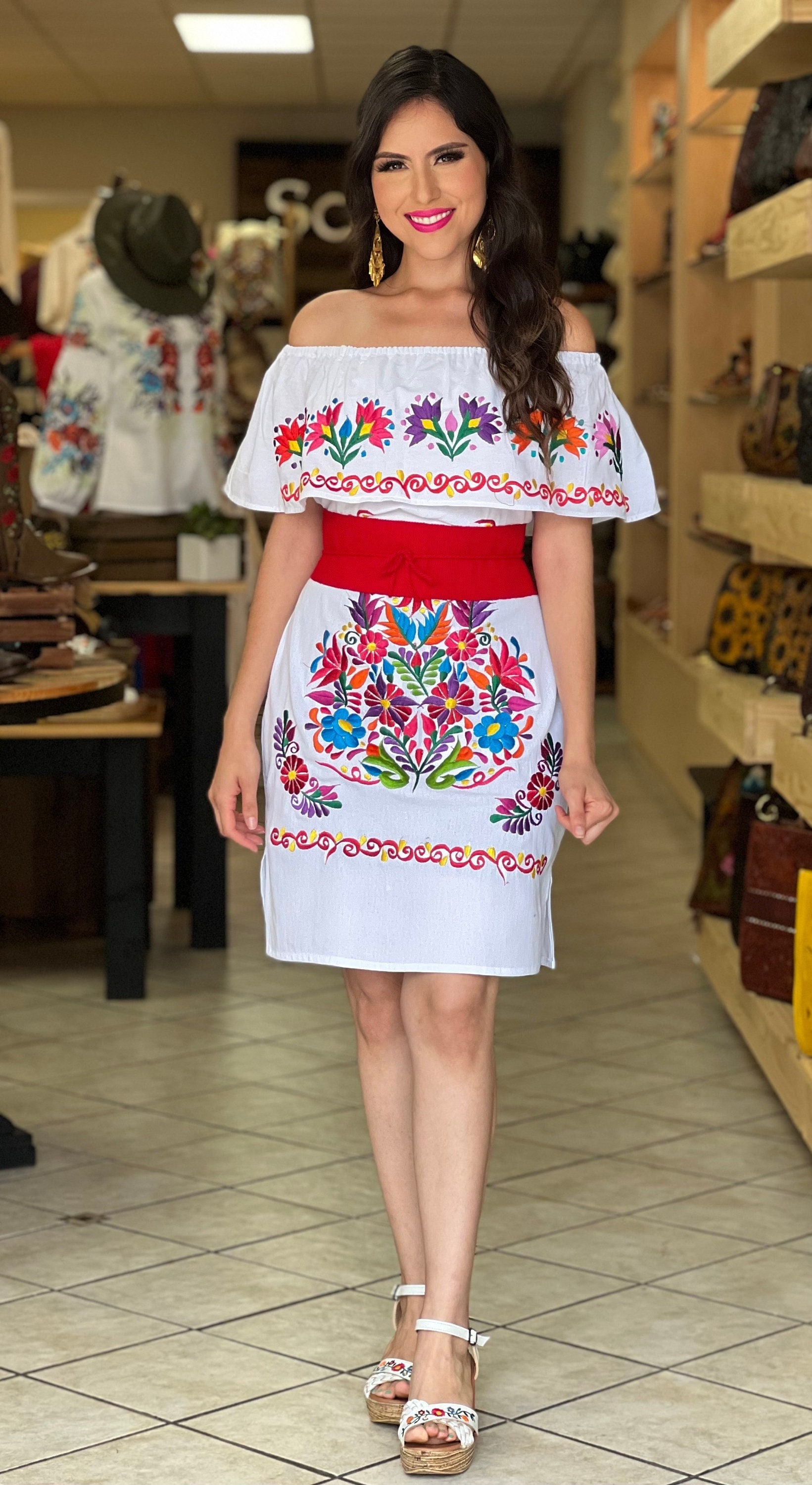 Mexican Embroidered Dress. Size S 3X 