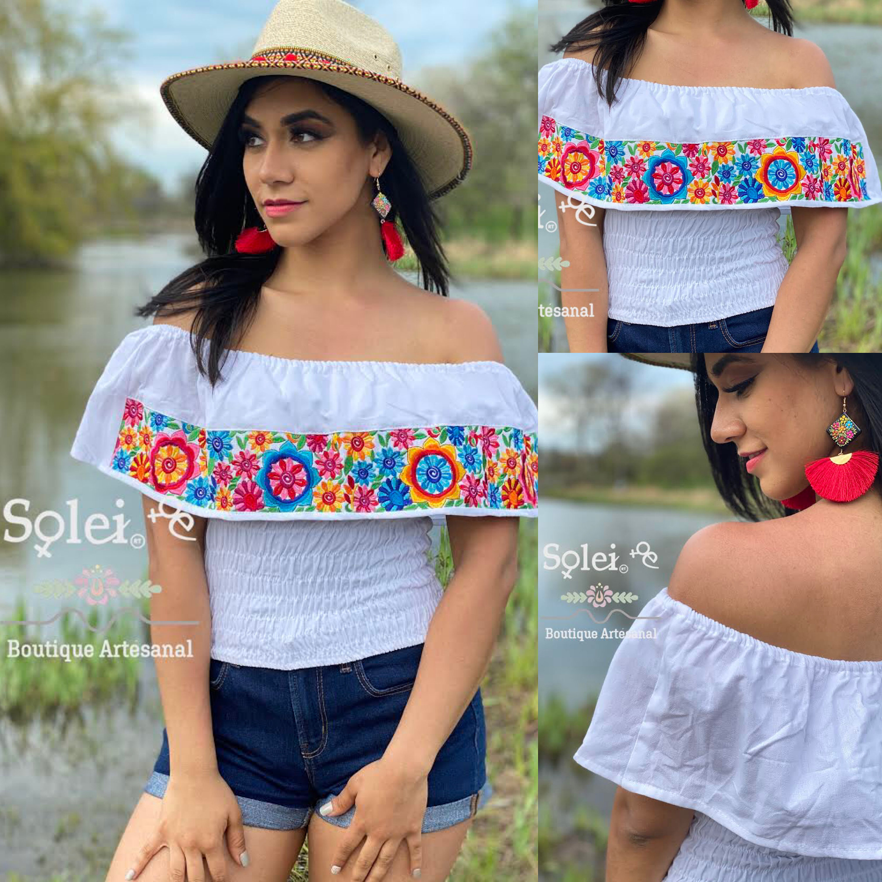 Daisy Crop Top. Mexican Floral Top 
