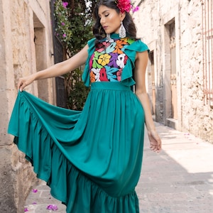 Mexican Floral Hand Embroidered Dress. Traditional Mexican - Etsy