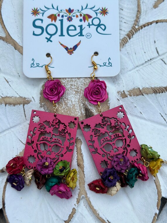 Boucles D'oreilles Pendantes Frida Kahlo - Faites Main - Neuf Sans Emballage - Fermoir à Bestiole