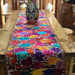 Traditional Mexican Table Runner, Mexican Table Runner, Embroidered Table Runner