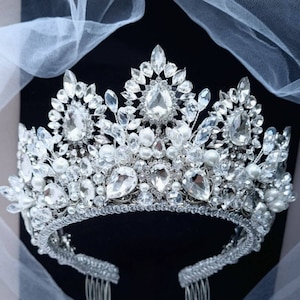 Bridal tiara Bridal headband Wedding tiara Bridal crown Crystal crown Wedding crown Queen crown Swarovski tiara Crystal tiara set Pearl