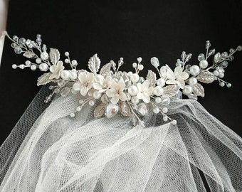 Bridal hair piece Floral hair comb Floral hair piece Flower hair comb Pearl hair comb Wedding hair piece Bridal hair pieces Bridal hair comb