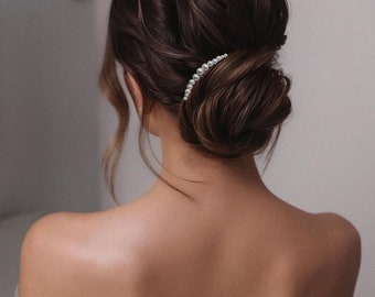 Elegante alfiler de pelo de perla Alfileres de pelo de novia Conjunto de alfileres de pelo de perla Pieza de pelo para novia Piezas de cabeza de novia Alfileres de pelo de boda Alfiler de pelo minimalista