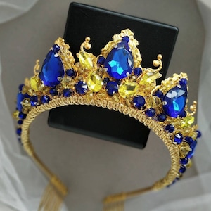 Ukrainian tiara Blue yellow tiara Yellow blue crown Ukrainian headband Ukrainian bride Solidarity with Ukraine Crown flag of Ukraine