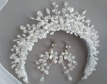 Kristall Haarband Braut Stirnband Braut Tiara Hochzeit Stirnband Perlen Stirnband Kristall Krone Braut Stirnband Kristall Kopfschmuck Silber Tiara