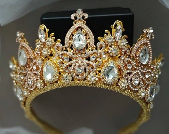 Wedding tiara Bridal tiara Gold crown Bridal crown Crystal crown Wedding crown Queen crown Swarovski tiara Crystal tiara Rhinestone tiara