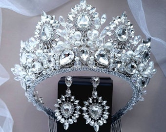 Bridal tiara set Bridal headband Wedding tiara Bridal crown Crystal crown Wedding crown Swarovski tiara Crystal tiara Pearl tiara