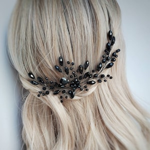 Black hair pin Bridal hair pins Black crystal hair vine Black wedding hair vine Black hair clip Black hair comb Bridal Hair Piece