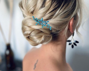 Turquoise hair pin Teal hair pin Aquamarine headpiece Teal hair piece Wedding hair accessories Maritime wedding Teal hair comb Aqua hair pin