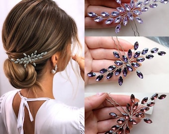 Bridal hair piece ANY COLOR Bridal headpiece Bridal hair pins Crystal hair pins Wedding hair piece Wedding headpiece Crystal headpiece