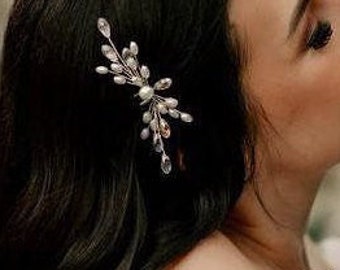 Pearl Bridal Hair Pin | Crystal Wedding Hair Piece