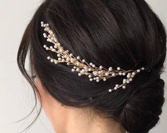 Pearl headpiece for bride Bridal hair vine Side hair piece pearl Bridal headpiece Bridal hair piece Wedding hair piece Wedding headpiece