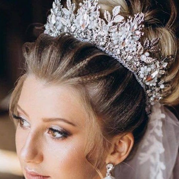Silver Bridal Tiara | Wedding Headband | Crystal Crown for Bride