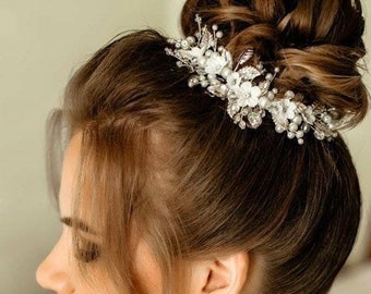 Peigne en perles de liane pour cheveux de fleur pour mariage Pièce de tête florale pour cheveux de mariée liane pour cheveux en or liane de cheveux à fleurs pour chignon