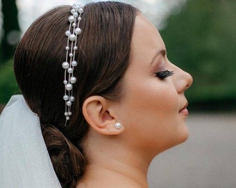 Slim Pearl Headband | Minimalist Bridal Headpiece | Classic Wedding Hair Accessory