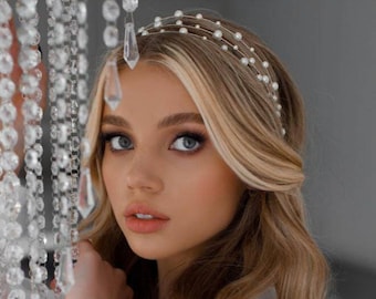 Pearl Bridal Headband | Wedding Hair Piece | Minimalist Pearl Tiara
