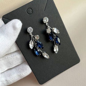 Crystal blue earrings Bridesmaid Earrings Navy blue earrings Rhinestones earrings Bridal earrings Wedding earrings Crystal earrings bride