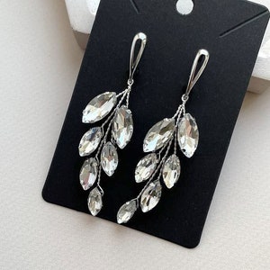 Crystal earrings Crystal Drop Earrings Bridal Earrings Wedding drop earrings Silver earrings for Bride earrings Long bride earrings