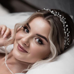 Perlen Stirnband Braut Stirnband Hochzeit Stirnband Braut Haarschmuck Braut Kopfschmuck Hochzeit Kopfschmuck Perlen Tiara Hochzeit Haarschmuck