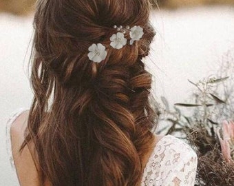 Flower hair pins Pearl hair pins Bridal hair pins Boho hair pins Rose gold hair pins Bridal hair piece Wedding hair pins Floral hair pins