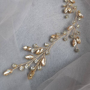 Gold hair piece Champagne hair vine Gold hair vine Bridal hair vine Gold headpiece Bridal hair piece Wedding hair piece Champagne headband