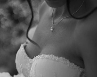 Minimalistic necklace Simple bridal necklace Bridal jewelry set Silver jewelry set Pearl necklace  Bridal necklace set Pendant necklaces