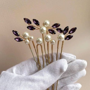 Purple hair pin Lavender hair pin Pearl hair pins Lavender hair comb Bridal hair piece Purple hair accessory Lilac hair piece Purple jewelry