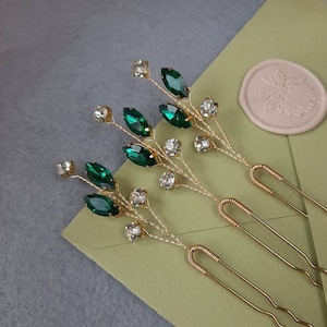 Any color! Small bridesmaid hair pin Wedding hair pins Crystal hair pins Emerald hair pin Bridal hair piece Bridal hair pins Rhinestone hair