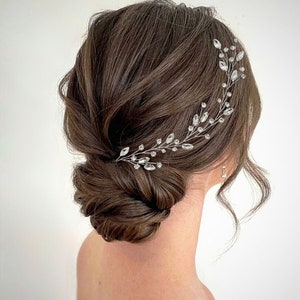 Pièce de tête de mariage pour la mariée Vigne de cheveux de mariée Morceau de cheveux de mariage Casque en cristal Accessoires de cheveux de mariage Morceau de cheveux de mariée Vigne de cheveux longs