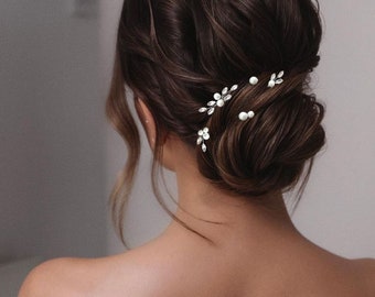 Ensemble mariage d'épingles à cheveux en nacre Épingles à cheveux de mariée Épingle à chignon de mariage Pièce de cheveux de mariée Épingles à cheveux de mariage Épingles à cheveux en nacre Cheveux minimalistes