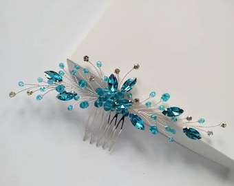 Bridesmaid headpiece Turquoise flower pin Flower girl headpiece Teal wedding hair piece Flower hair pins Blue wedding accessories