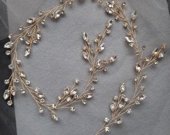 Delicate hair vine  Gold hair vine Gold hair piece Bridal hair piece Crystal headband Wedding hair piece Bridal headpiece Bridal hair vine